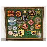 Framed Collection of Military and Shooting Patches