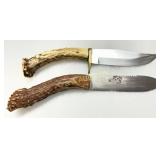 Stag Antler Handle Knives with Fixed Steel Blades