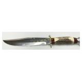 Linder Bowie Knife with Stag Handle and Stainless