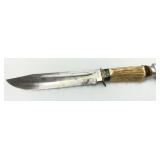 Hunting Knife with Stag Handle and Fixed Stainless
