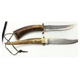 Fixed-Blade Knives with Antler Handles and Brass G