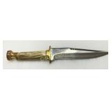 Antler Handle Knife, Brass Pommel/Guard Fixed Blad