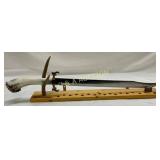 Silver Stag Handmade Bowie Knife with Antler Handl