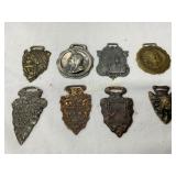 8 Metal Watch Fobs with Decorative and Commemorati