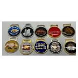 Ten Brass and Metal Golf Ball Marker Hat Clips wit