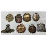 8 Vintage Souvenir Metal Keychain Fobs Depicting L