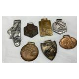 7 Vintage Heavy Equipment Keychain Tags by Various