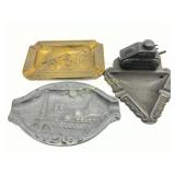 Three Cast Metal Decorative Pieces Featuring Milit
