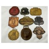 Nine Brass and Metal Equipment Tags and Plaques