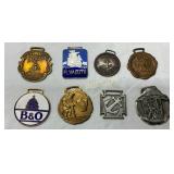 Eight Railroad and Commemorative Baggage Tags