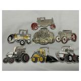 Seven Metal Tractor-Themed Watch Fobs Including Ca