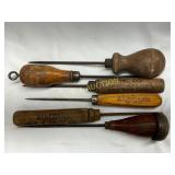 Vintage Wooden-Handled Ice Picks with Advertising