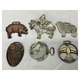 6 Metal Watch Fobs Featuring Animal and Regional T