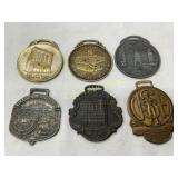 6 Metal Watch Fobs with Architectural and Event De