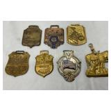 7 Vintage Metal Watch Fobs with Various Designs