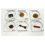 Six Vintage Advertising Tin Litho Pins and Badges