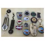 Fifteen Belt Buckles and Key Chains with Automotiv