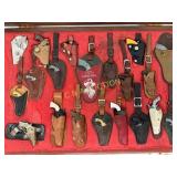20 Miniature Pistols with Holsters in Display Case