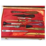 13 Assorted Decorative Knives with Wood Display Ca