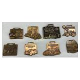 8 Brass Tractor-Themed Commemorative Belt Buckles