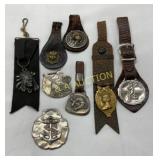 Leather and Metal Key Fobs with Military and Nauti