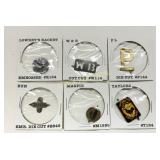 Six Assorted Vintage Tobacco Tags with Embossed an