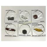 Six Tobacco Tags with Various Designs and Makers