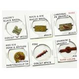 Six Vintage Lithographed Tin Advertising Charms