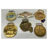 Six Vintage Automotive Watch Fobs Featuring Ford,