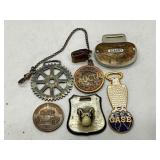 Six Items Including Case Cutlery Fob, Medallions,
