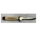 Fixed-Blade Hunting Knife with Polished Bone Handl