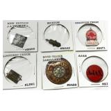 Six Vintage Tobacco Tags in Display Holders