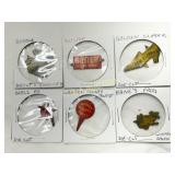 Six Die-Cut Tobacco Tags Featuring Various Brands