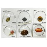 Six Vintage Advertising Pinback Buttons