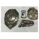 4 Metal Badges and Plaques, Including USS Waddell