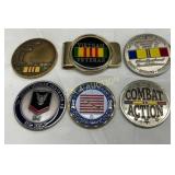 6 Military-Themed Tokens and Money Clip with Vietn