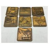Seven Metal Watch Fobs Featuring Industrial Equipm