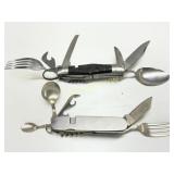 Two Folding Multi-Tool Utensil Sets with Stainless