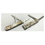 Two Decorative Multi-Tool Pocket Knives with Relie