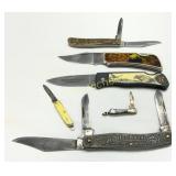 Six Folding Knives, Including Smith & Wesson Scrim