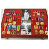 22 Military Medals with Case and Photographs