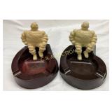 Michelin Man-Themed Ashtrays, Resin Figures on Bak