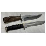 Fixed-Blade Knives with Wooden and Rubber Handles