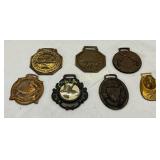 7 Metal Watch Fobs with Various Thematic Designs