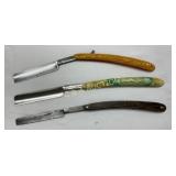 Three Vintage Straight Razors by Various German Ma