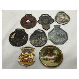 Eight Vintage Metal Badges and Medallions with Var