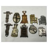 Ten Cast Metal Advertisement Watch Fobs with Vario