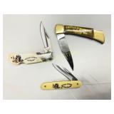 Three Vietnam Veteran Themed Folding Knives with E
