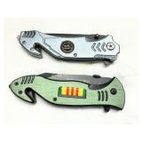 Two Folding Knives: Vietnam War and Navy Themed De