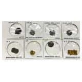 Eight Historical Tobacco Tags Encased in Protectiv